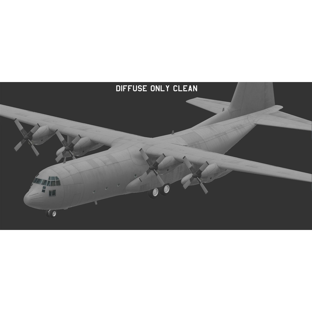 C130 Hercules 3D Model – Low Poly Game Asset, FBX, PBR Textures - View 5