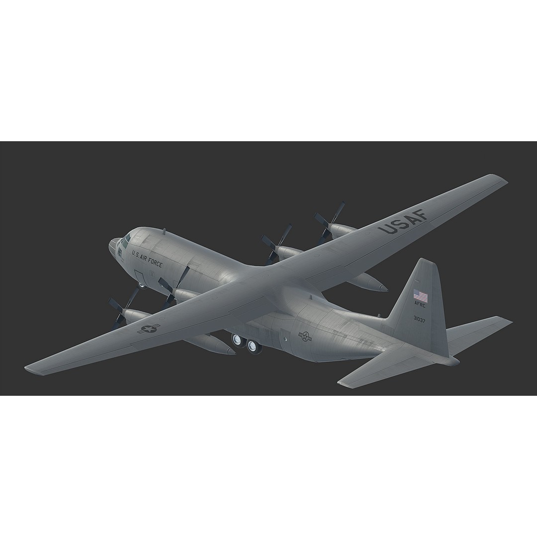 C130 Hercules 3D Model – Low Poly Game Asset, FBX, PBR Textures - View 8