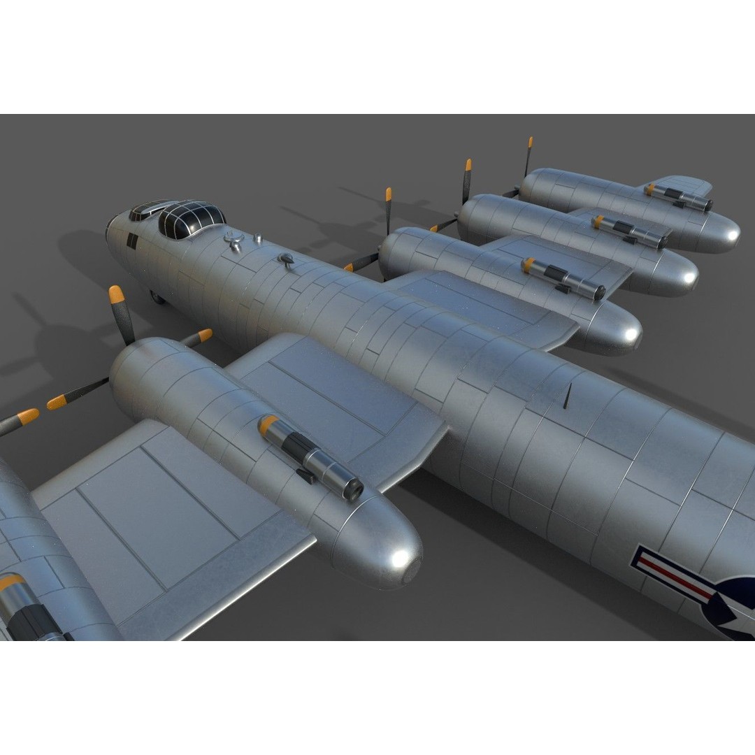 Strategic Bomber 3D Model – Low Poly Military Aircraft, FBX - View 4