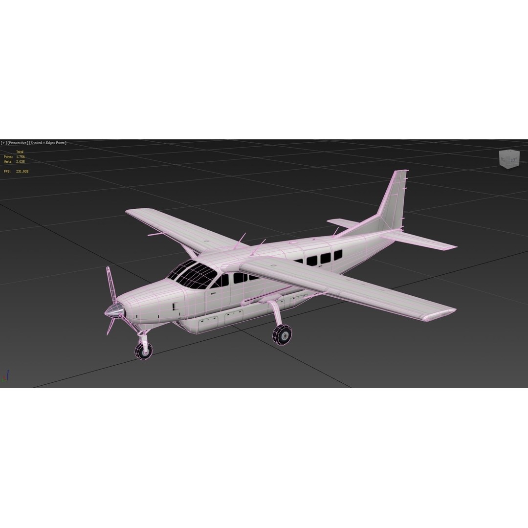 Cessna C208 Caravan 3D Model – Low Poly Static Aircraft, FBX