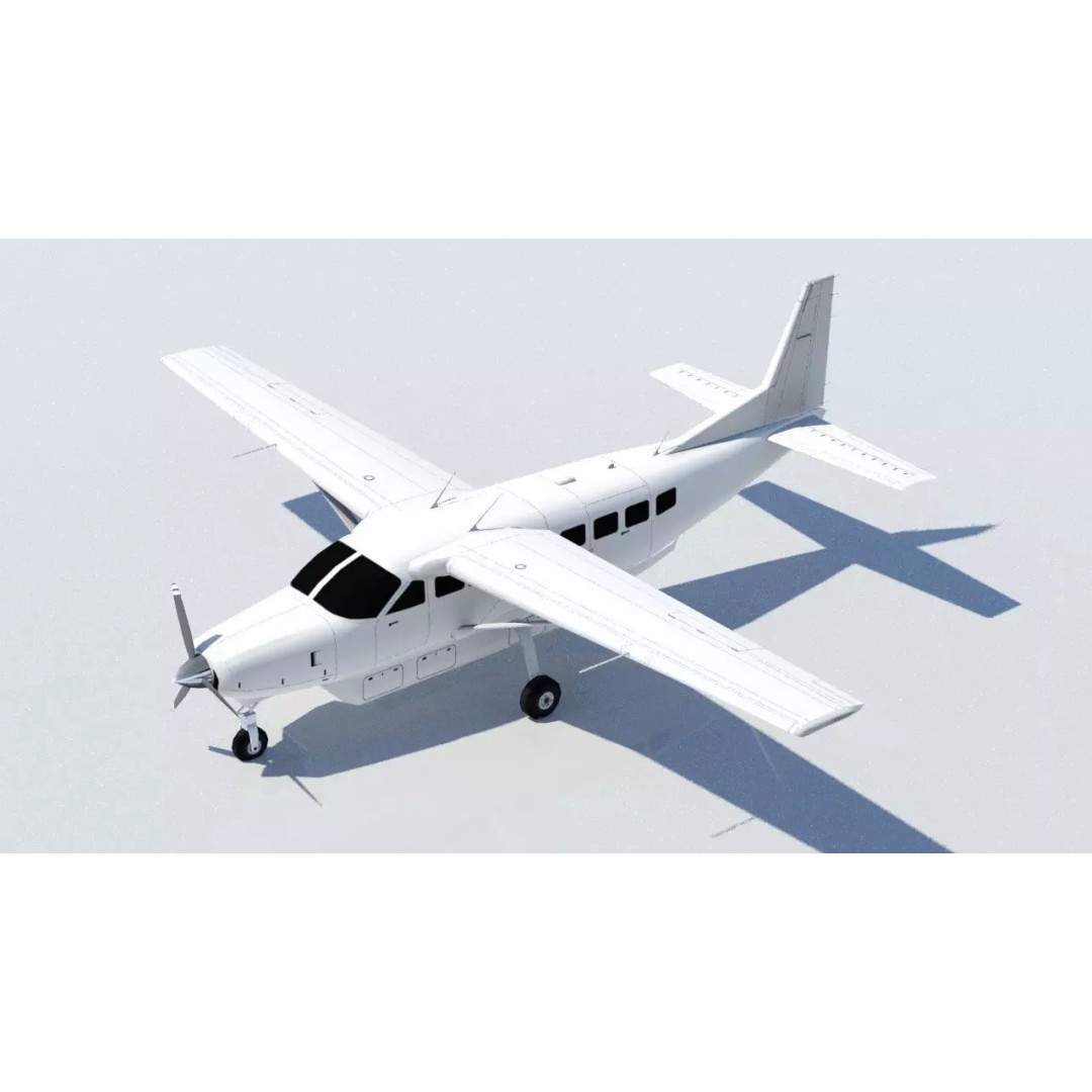Cessna C208 Caravan 3D Model – Low Poly Static Aircraft, FBX - View 2