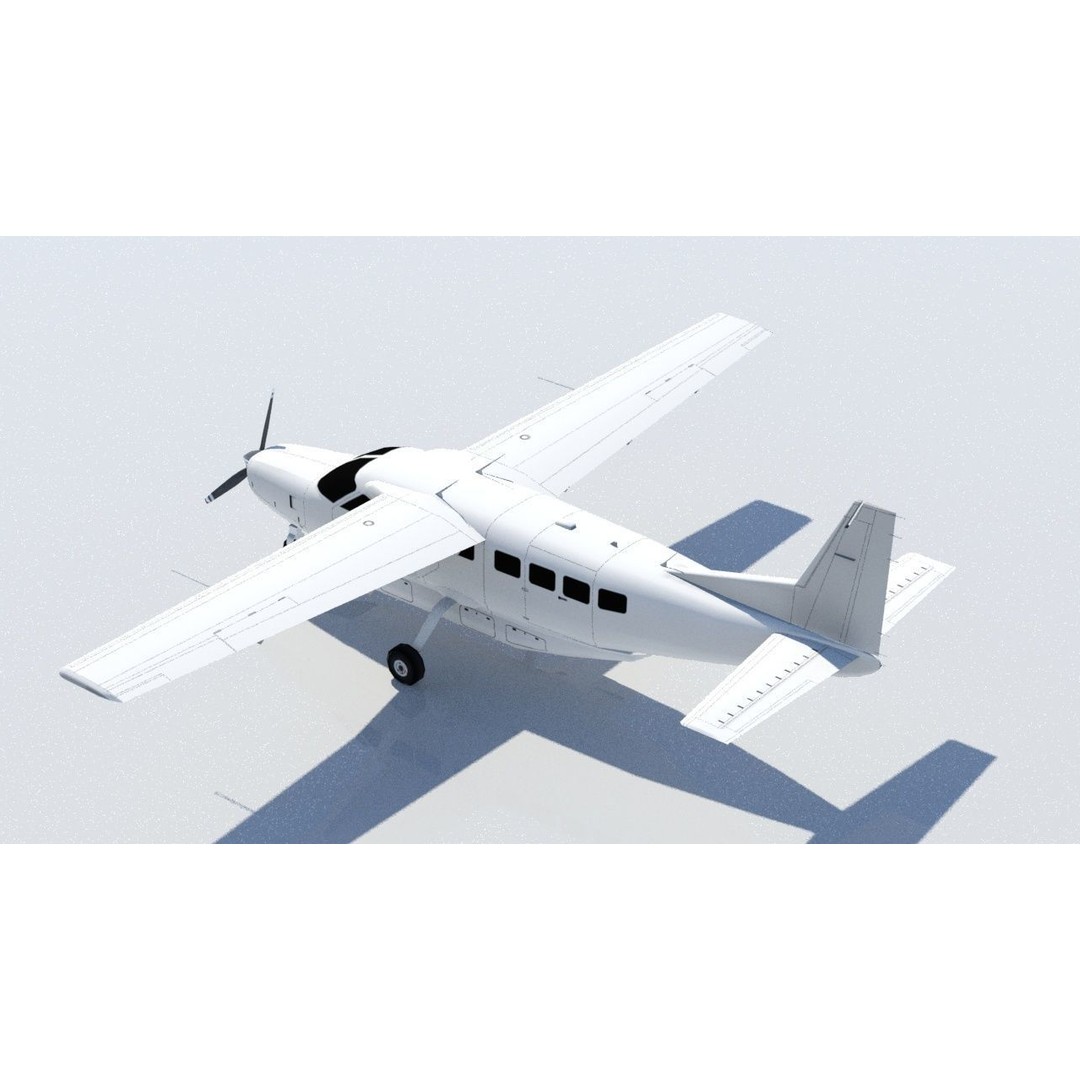 Cessna C208 Caravan 3D Model – Low Poly Static Aircraft, FBX - View 3