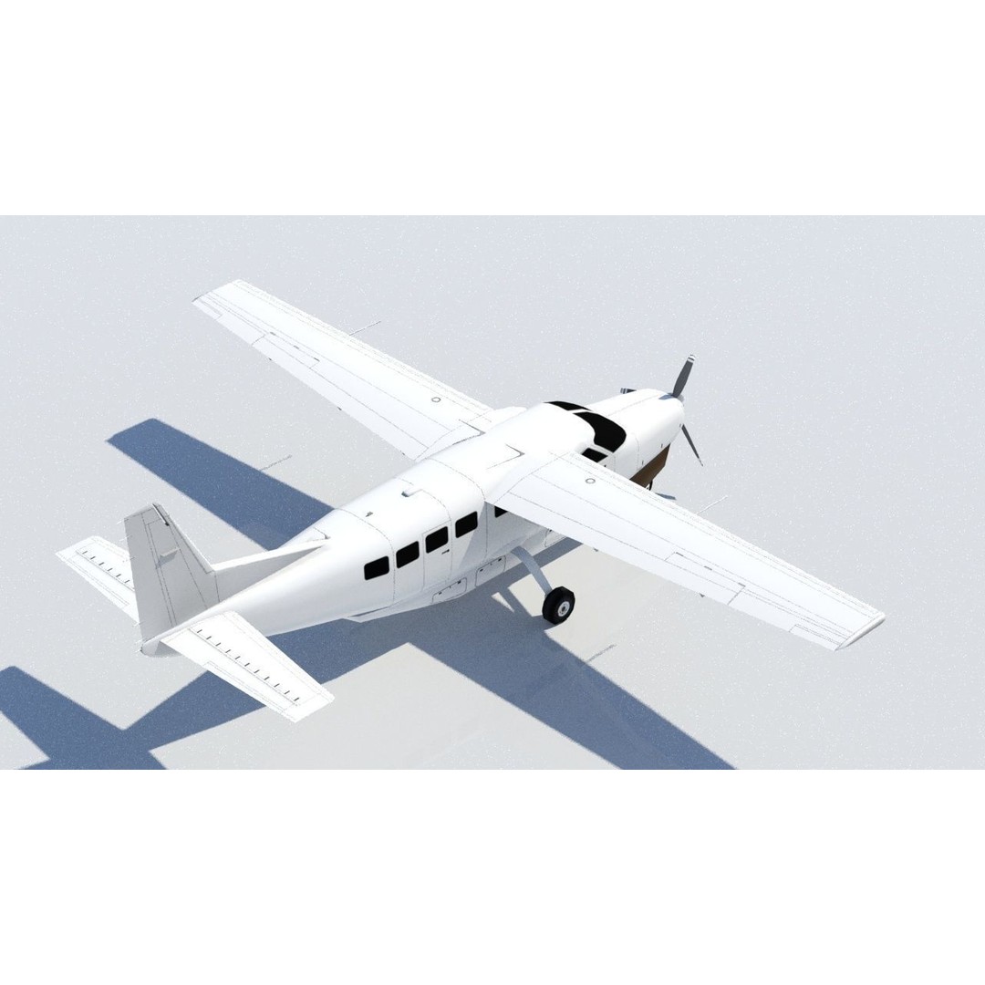 Cessna C208 Caravan 3D Model – Low Poly Static Aircraft, FBX - View 4