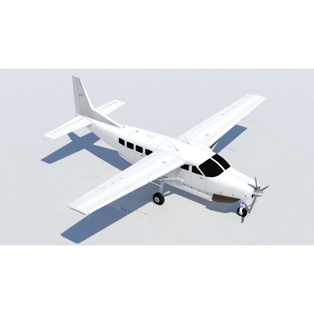 Cessna C208 Caravan 3D Model – Low Poly Static Aircraft, FBX - View 5
