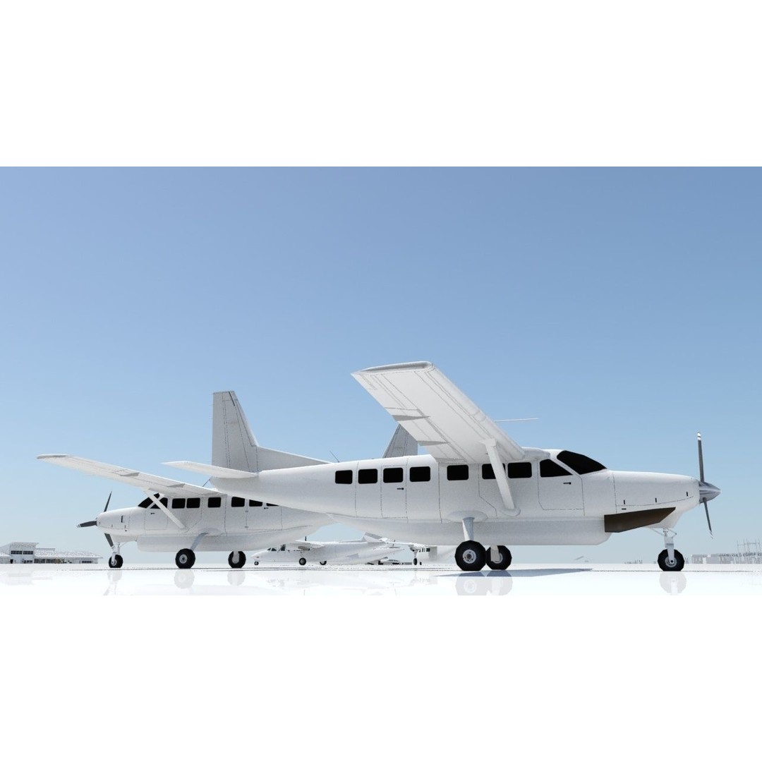 Cessna C208 Caravan 3D Model – Low Poly Static Aircraft, FBX - View 6