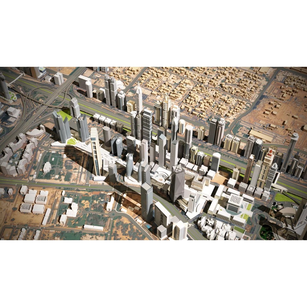 Dubai City 3D Model – High Poly Skyscraper Asset, FBX & OBJ - View 13