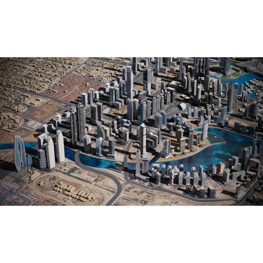 Dubai City 3D Model – High Poly Skyscraper Asset, FBX & OBJ - View 7