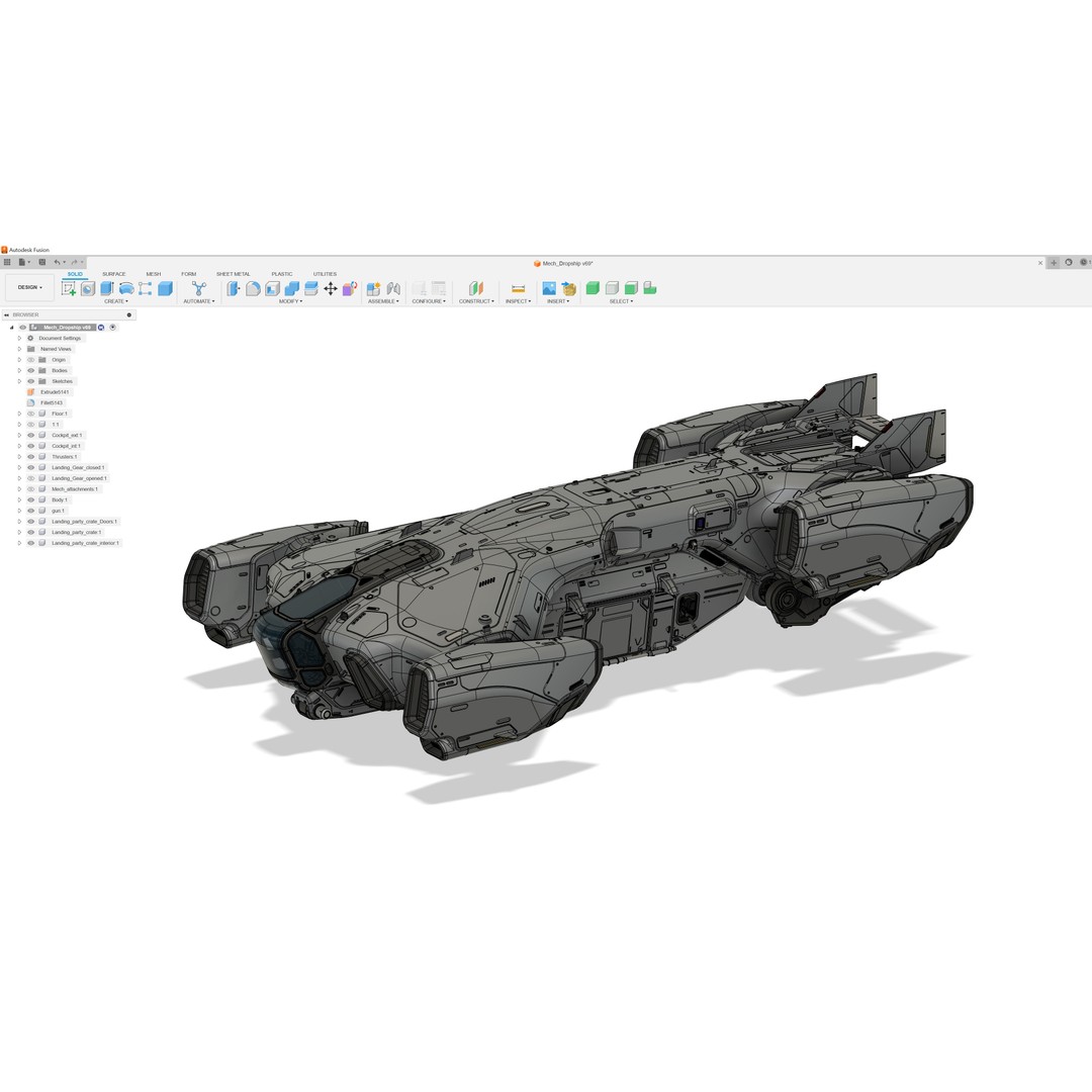 Dropship 3D Model – Midpoly Concept Asset for Blender