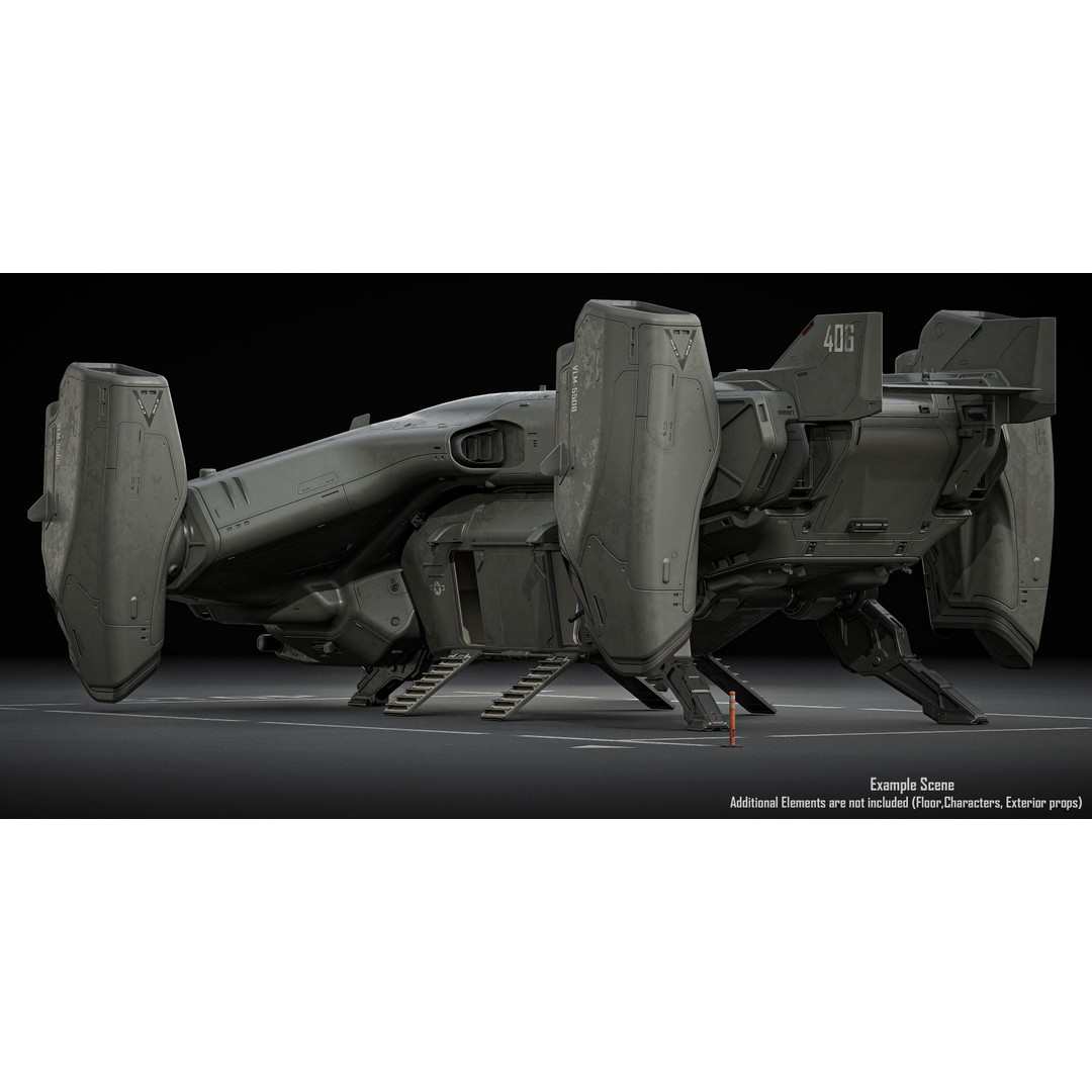 Dropship 3D Model – Midpoly Concept Asset for Blender - View 11