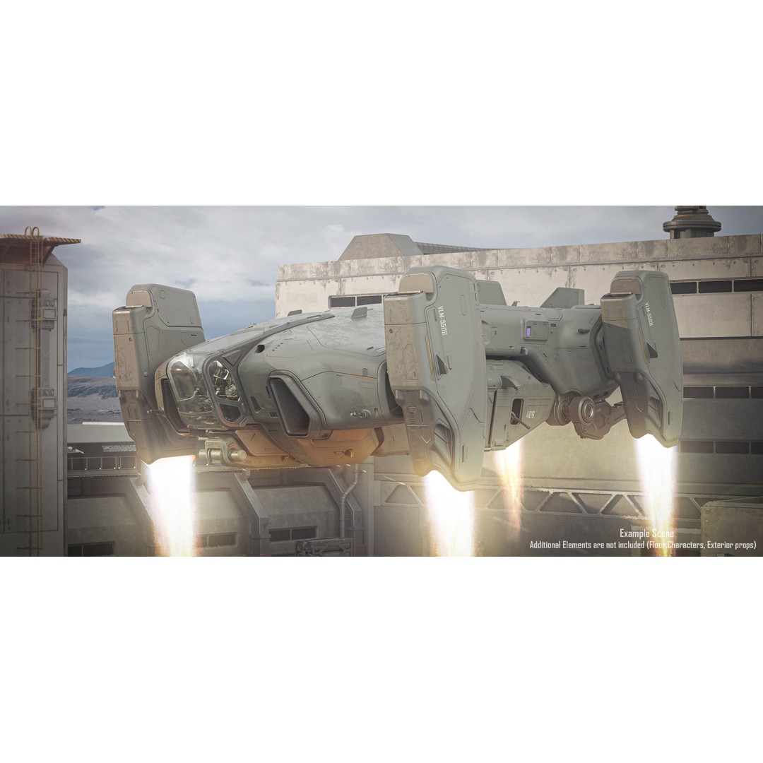 Dropship 3D Model – Midpoly Concept Asset for Blender - View 14