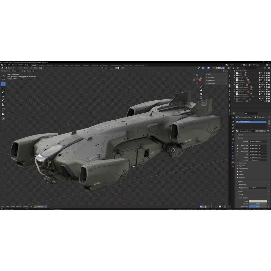 Dropship 3D Model – Midpoly Concept Asset for Blender - View 18