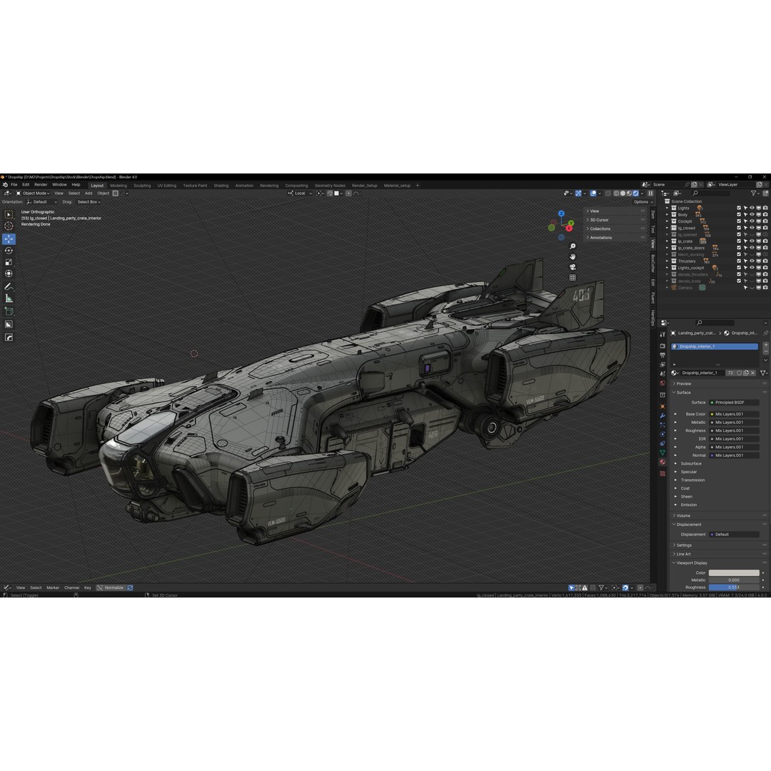 Dropship 3D Model – Midpoly Concept Asset for Blender - View 19