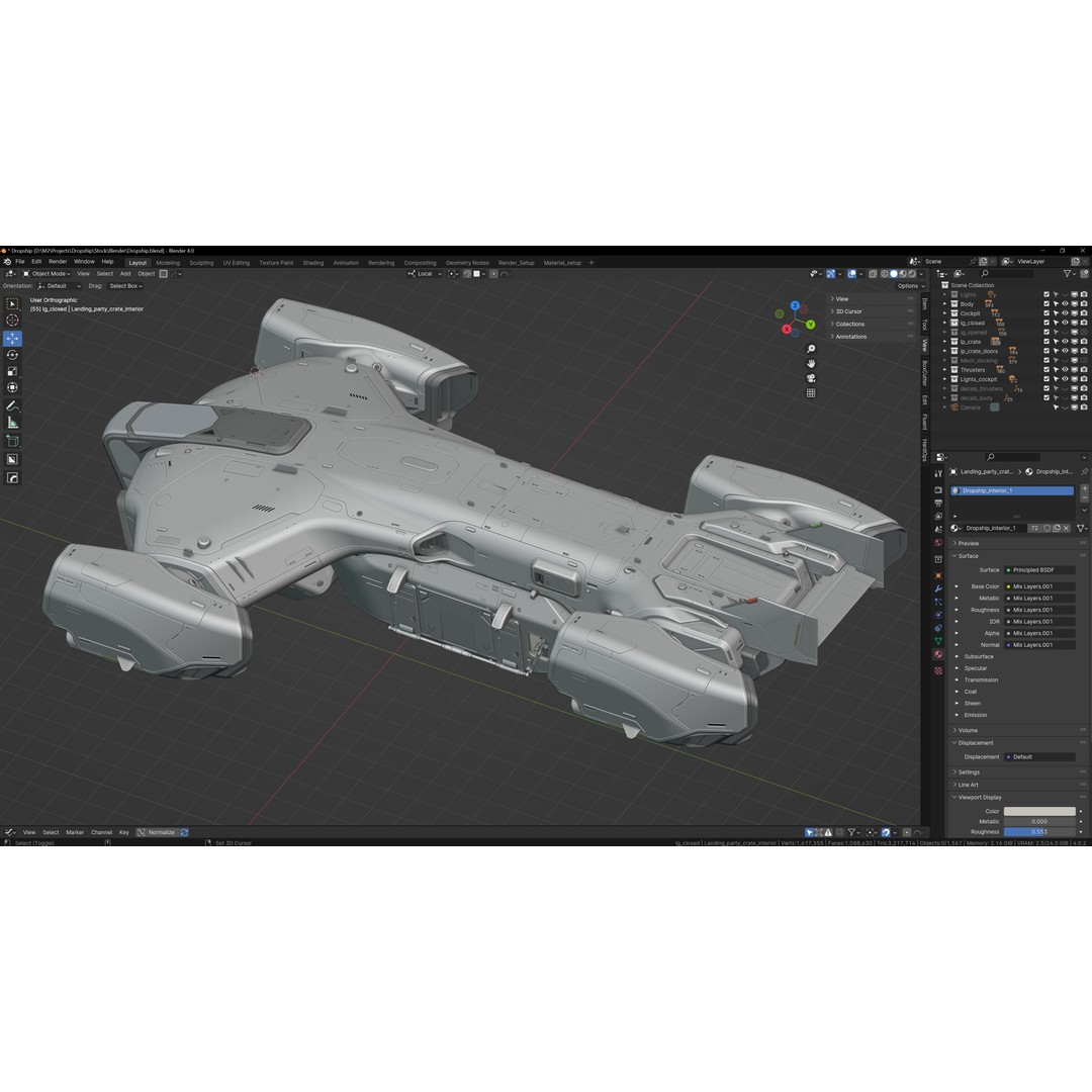 Dropship 3D Model – Midpoly Concept Asset for Blender - View 20
