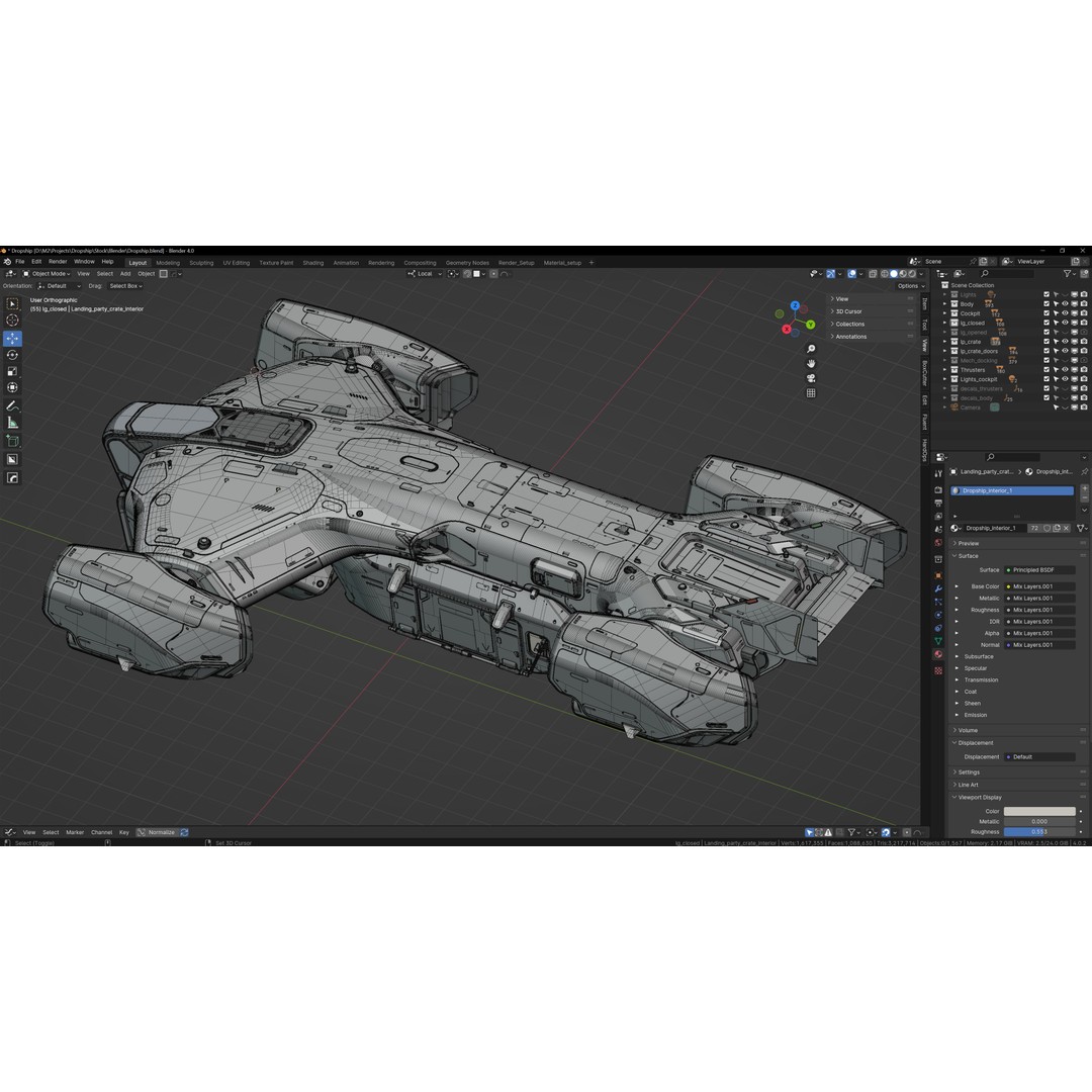 Dropship 3D Model – Midpoly Concept Asset for Blender - View 21