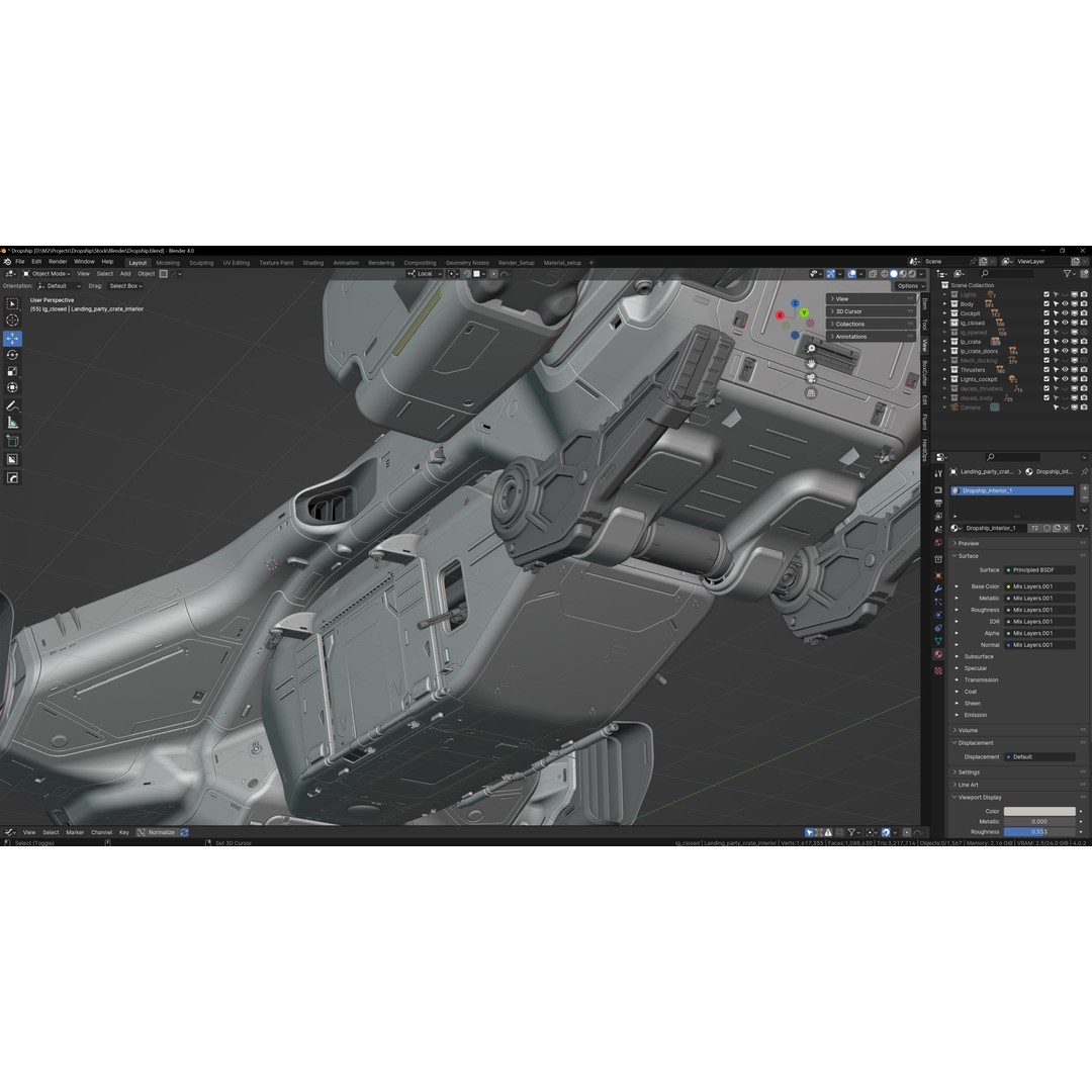 Dropship 3D Model – Midpoly Concept Asset for Blender - View 22