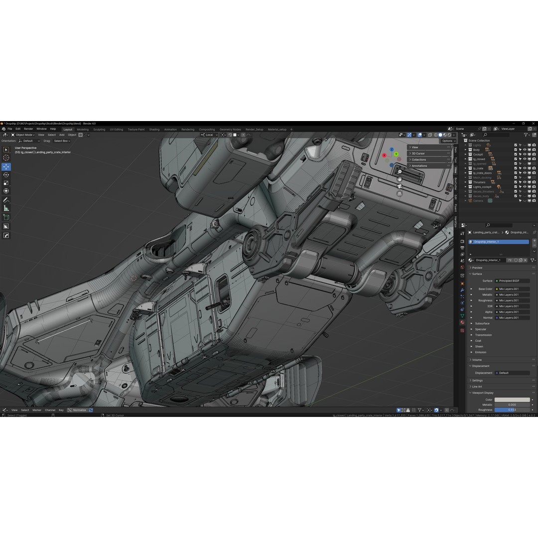 Dropship 3D Model – Midpoly Concept Asset for Blender - View 23