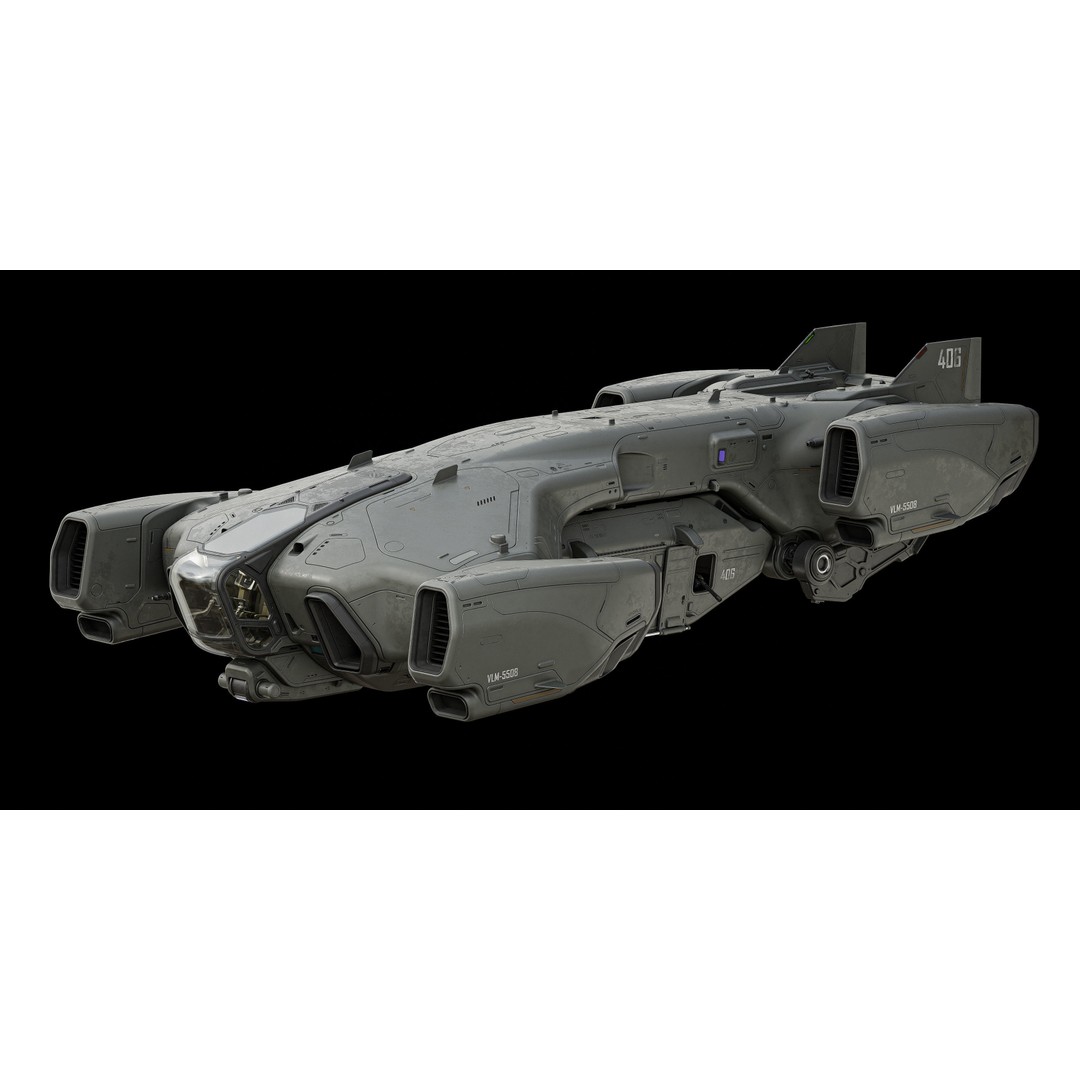 Dropship 3D Model – Midpoly Concept Asset for Blender - View 3