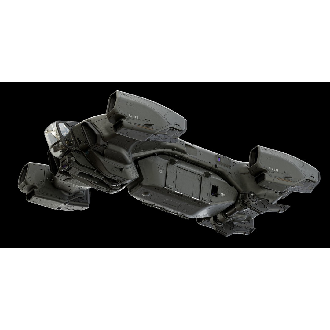 Dropship 3D Model – Midpoly Concept Asset for Blender - View 4
