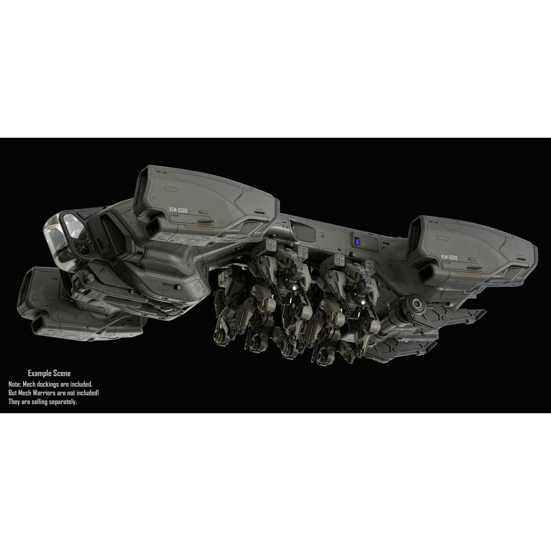 Dropship 3D Model – Midpoly Concept Asset for Blender - View 6