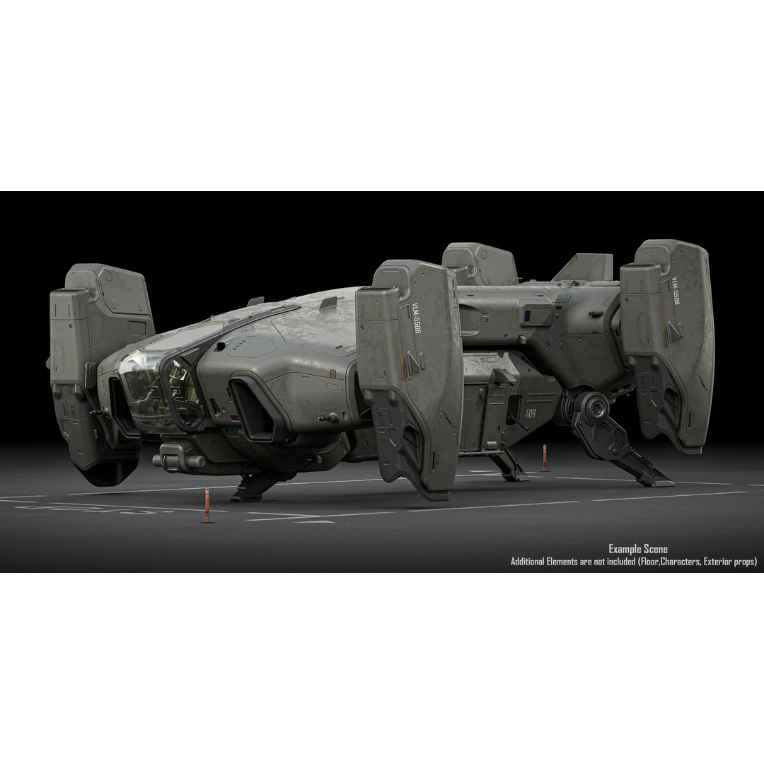 Dropship 3D Model – Midpoly Concept Asset for Blender - View 8