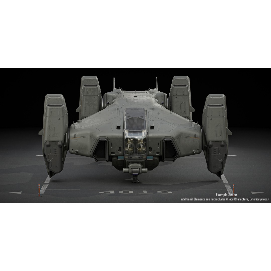 Dropship 3D Model – Midpoly Concept Asset for Blender - View 9
