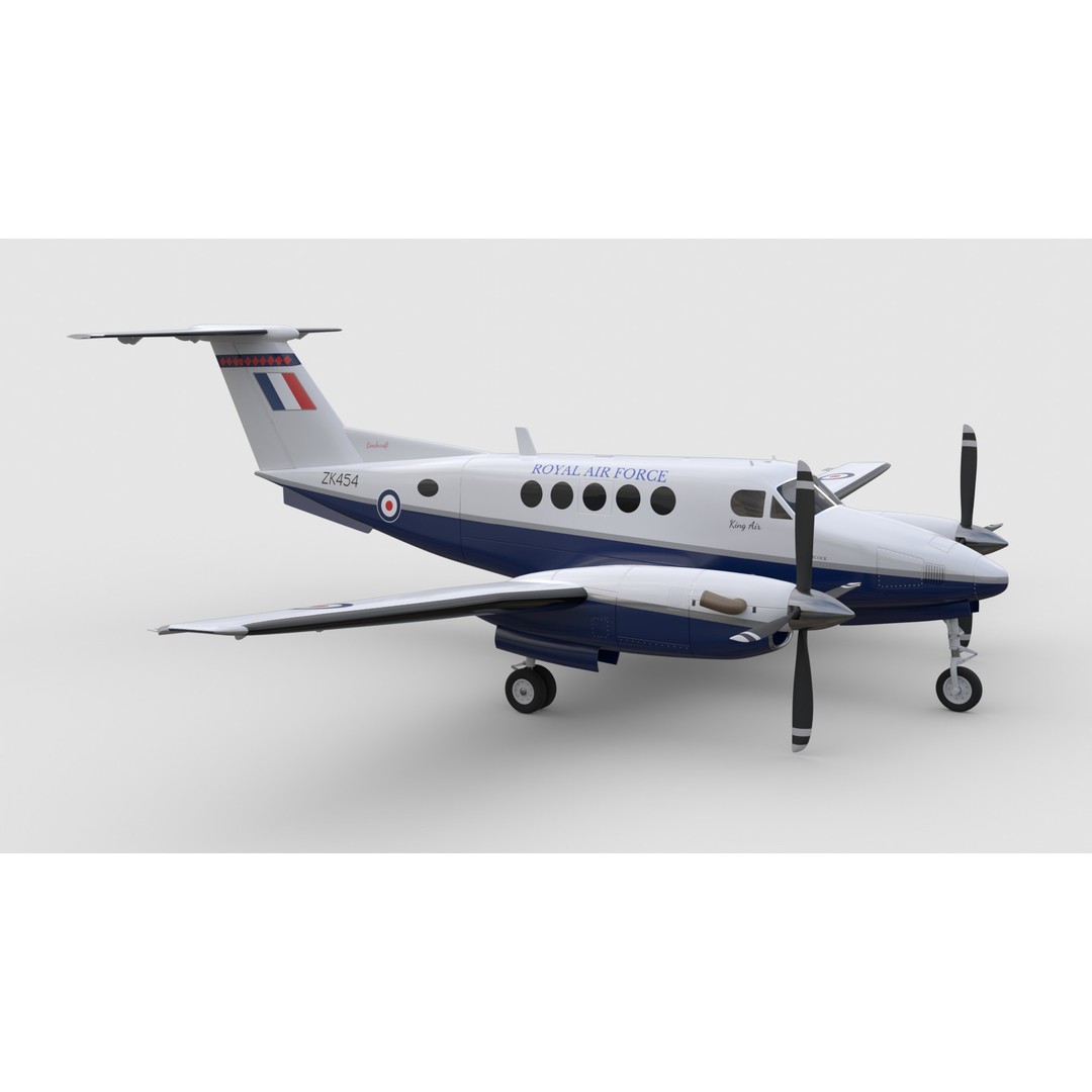 Beechcraft King Air B200 3D Model – Low Poly Game Ready Aircraft, FBX - View 10