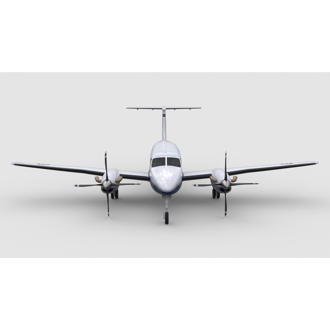 Beechcraft King Air B200 3D Model – Low Poly Game Ready Aircraft, FBX - View 11