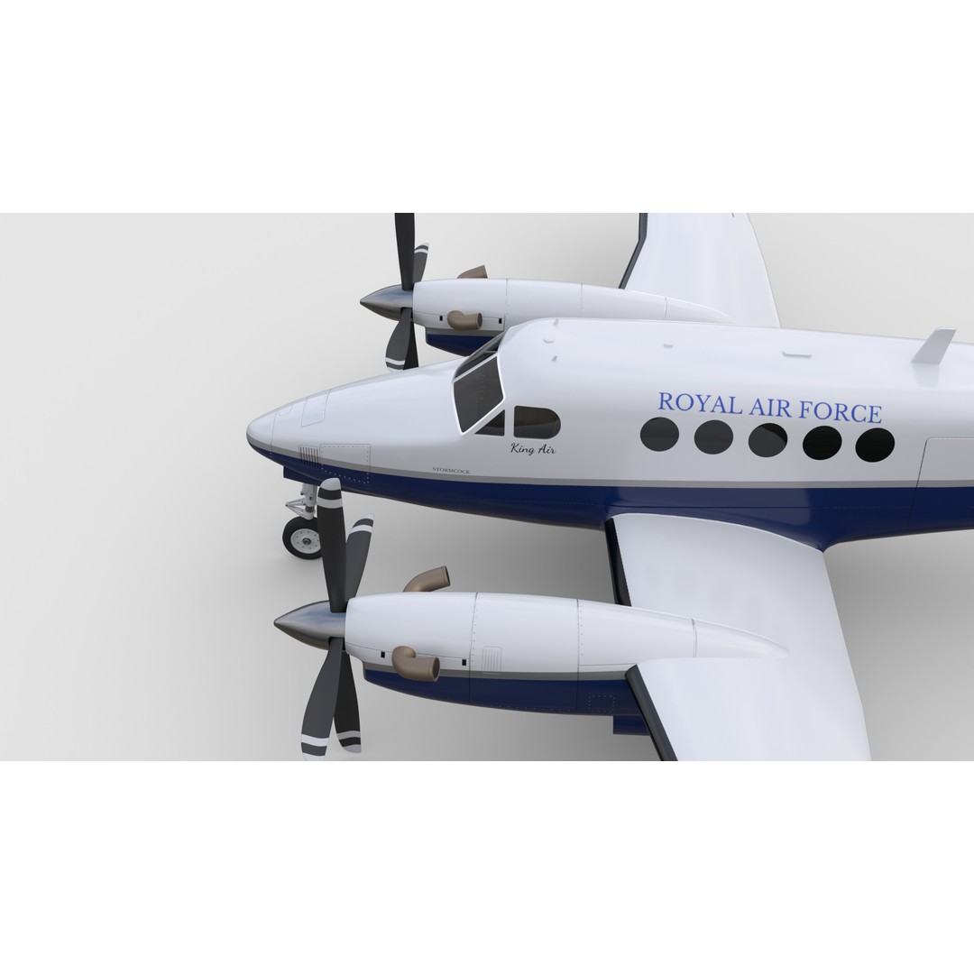 Beechcraft King Air B200 3D Model – Low Poly Game Ready Aircraft, FBX - View 14