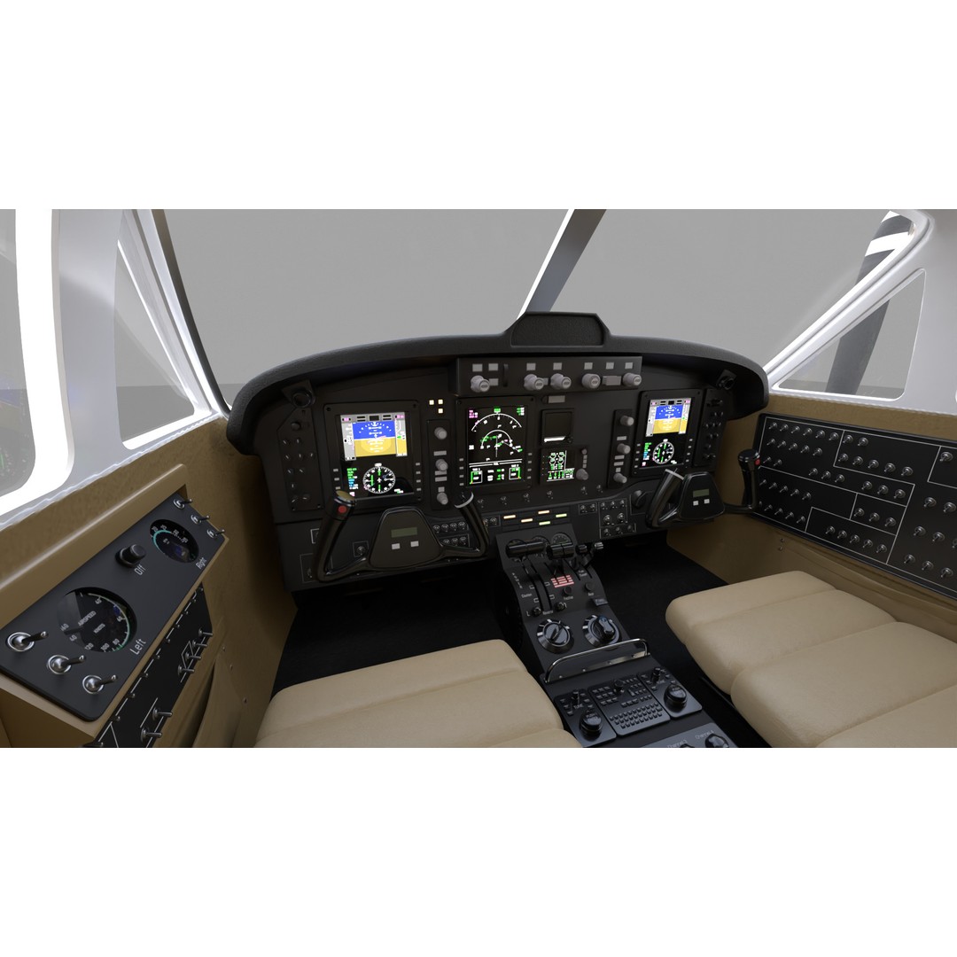 Beechcraft King Air B200 3D Model – Low Poly Game Ready Aircraft, FBX - View 16