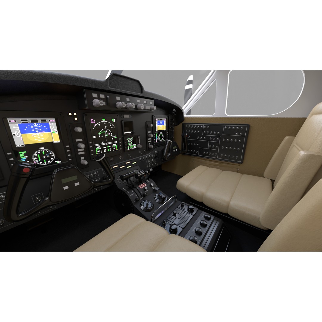 Beechcraft King Air B200 3D Model – Low Poly Game Ready Aircraft, FBX - View 18