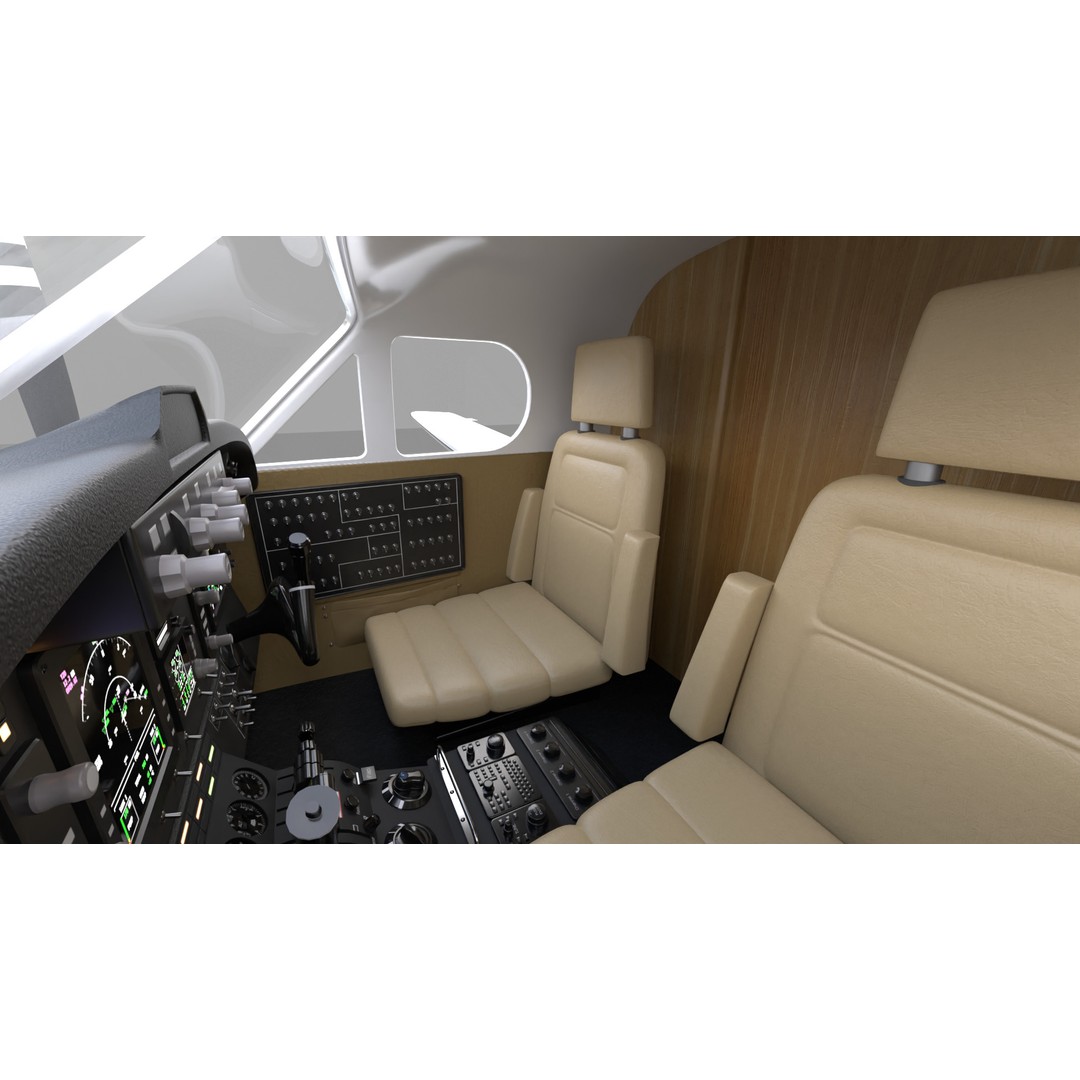 Beechcraft King Air B200 3D Model – Low Poly Game Ready Aircraft, FBX - View 19