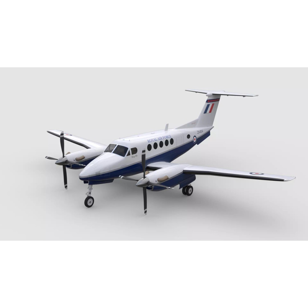 Beechcraft King Air B200 3D Model – Low Poly Game Ready Aircraft, FBX - View 2