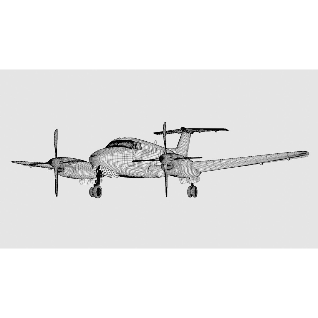 Beechcraft King Air B200 3D Model – Low Poly Game Ready Aircraft, FBX - View 22