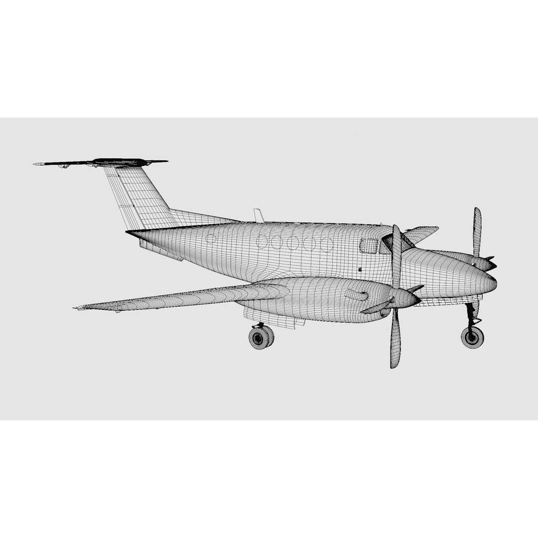 Beechcraft King Air B200 3D Model – Low Poly Game Ready Aircraft, FBX - View 25