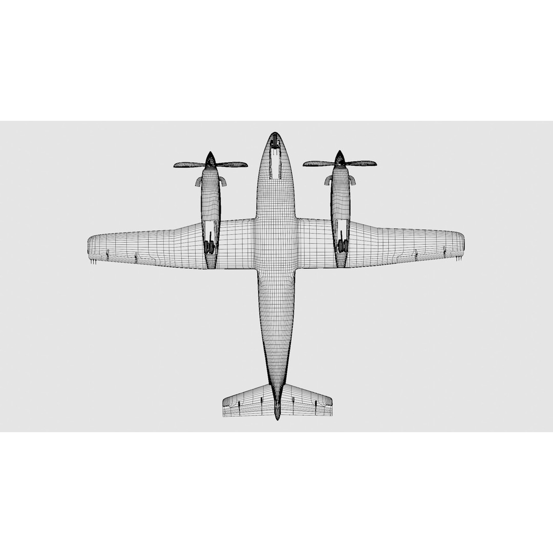 Beechcraft King Air B200 3D Model – Low Poly Game Ready Aircraft, FBX - View 28