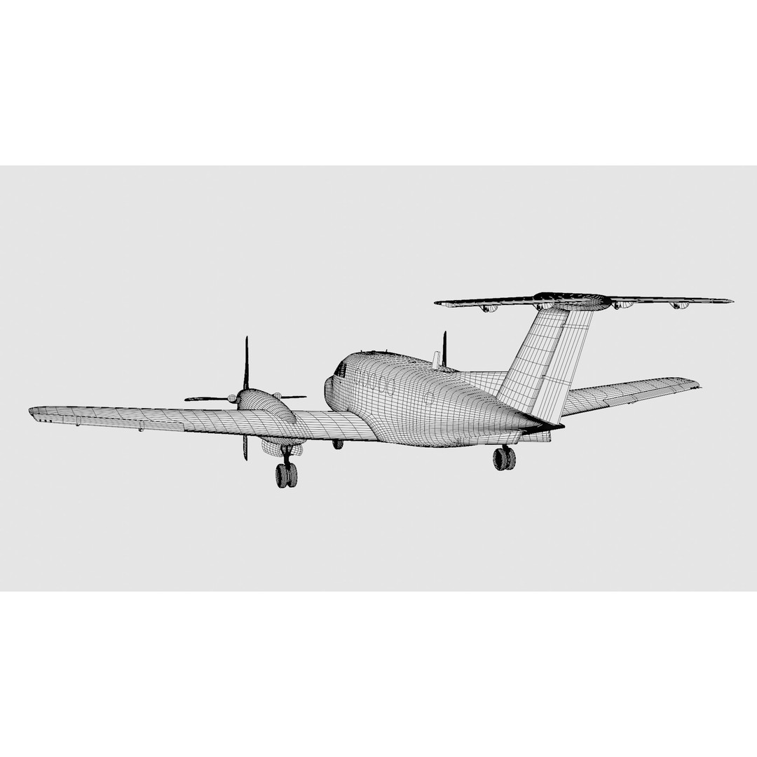 Beechcraft King Air B200 3D Model – Low Poly Game Ready Aircraft, FBX - View 36