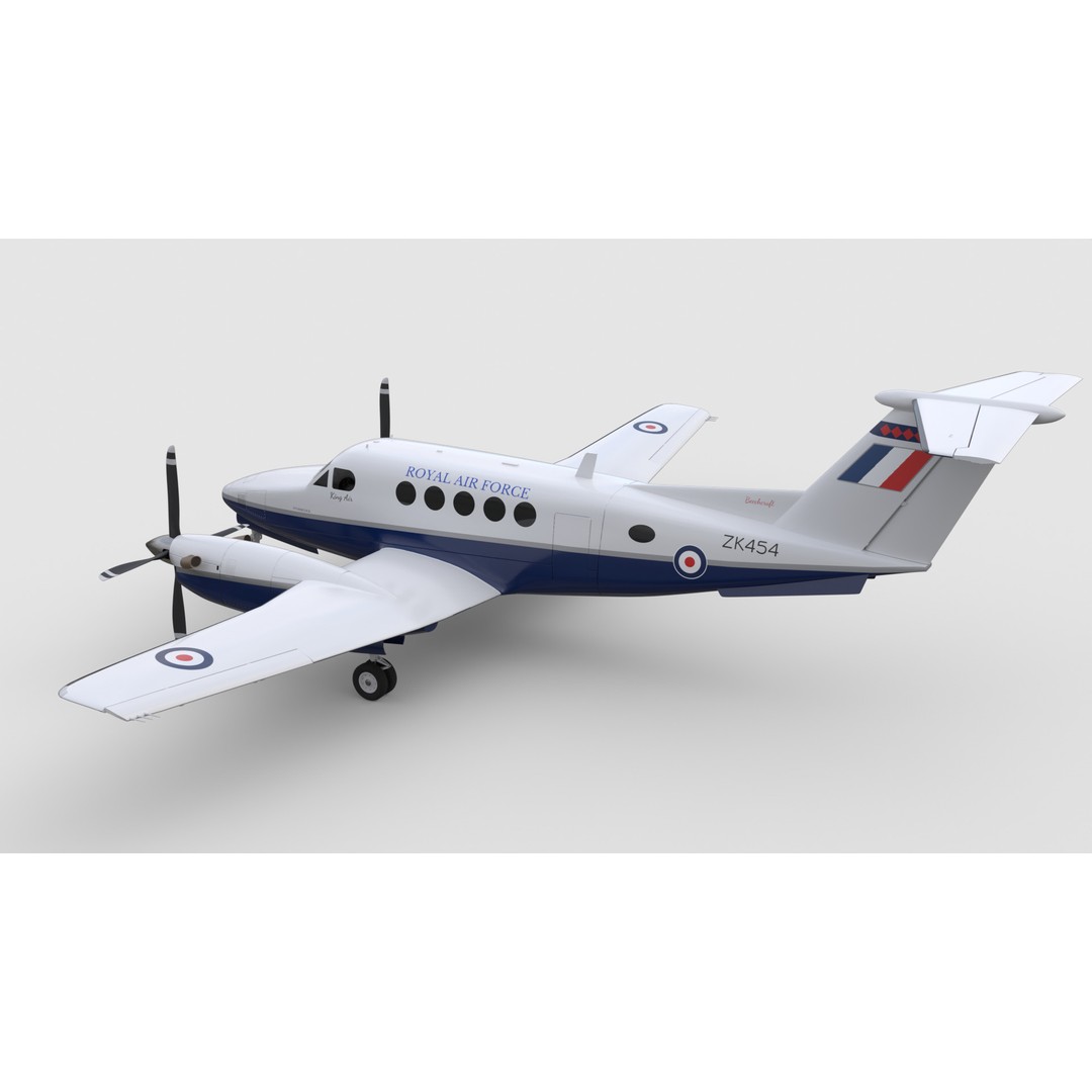 Beechcraft King Air B200 3D Model – Low Poly Game Ready Aircraft, FBX - View 4
