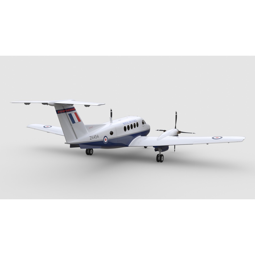 Beechcraft King Air B200 3D Model – Low Poly Game Ready Aircraft, FBX - View 7