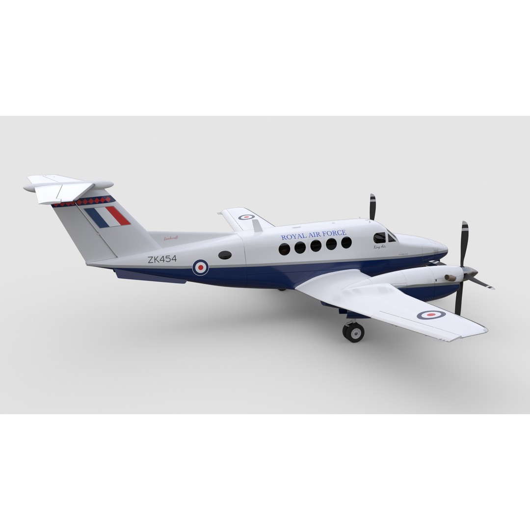 Beechcraft King Air B200 3D Model – Low Poly Game Ready Aircraft, FBX - View 8
