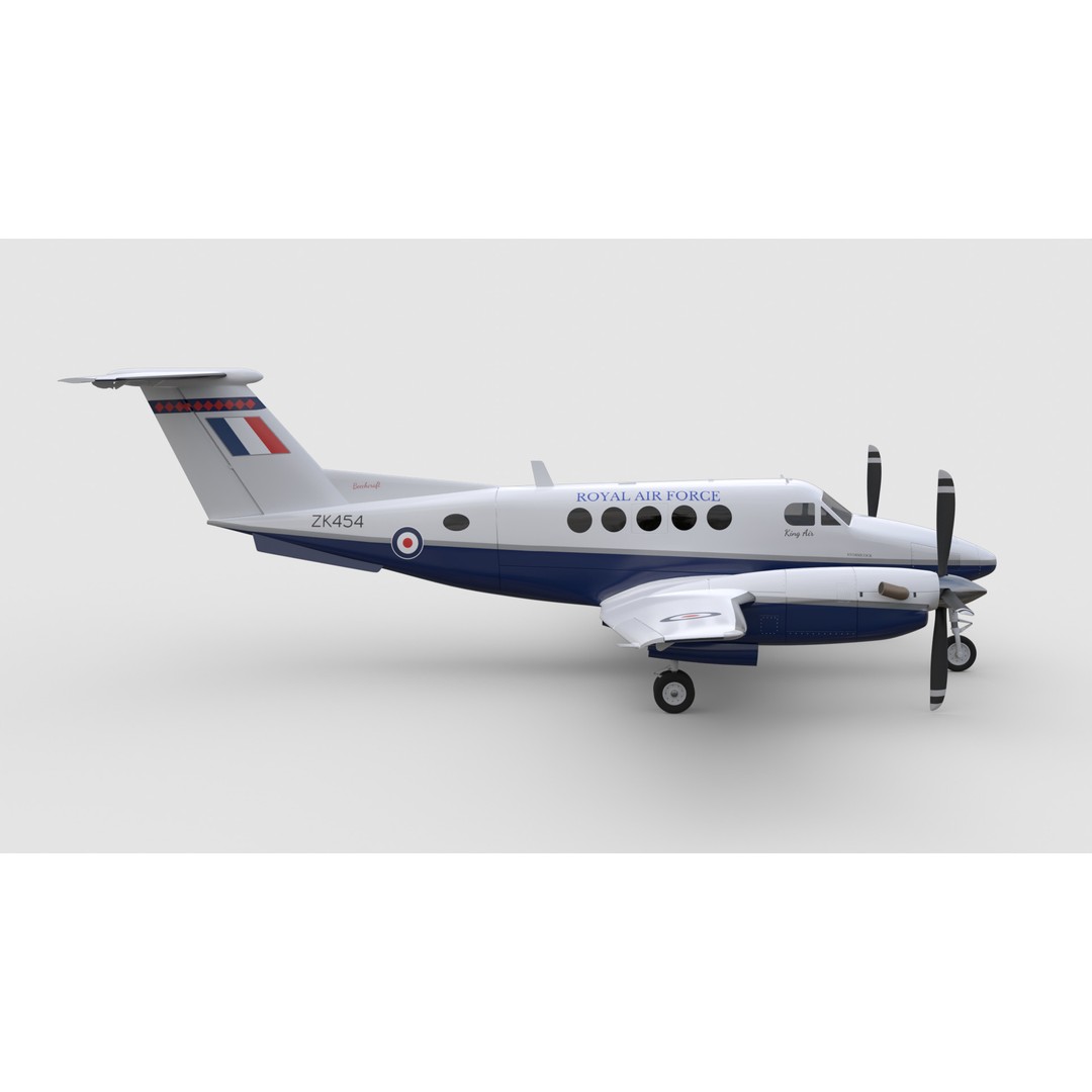 Beechcraft King Air B200 3D Model – Low Poly Game Ready Aircraft, FBX - View 9
