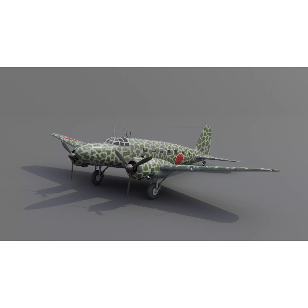 Mitsubishi Ki-57 Transport Aircraft 3D Model – Low Poly PBR Game Asset, FBX