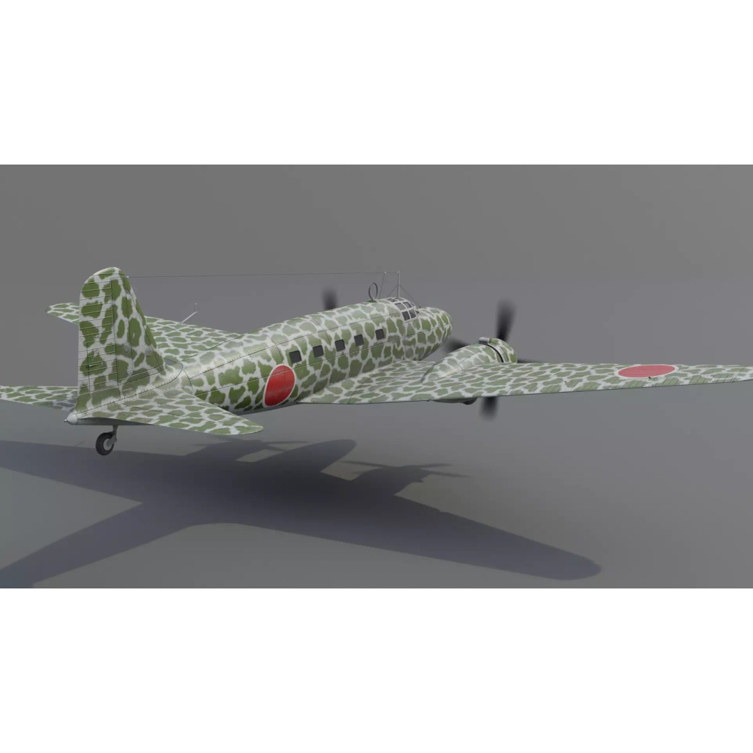 Mitsubishi Ki-57 Transport Aircraft 3D Model – Low Poly PBR Game Asset, FBX - View 10