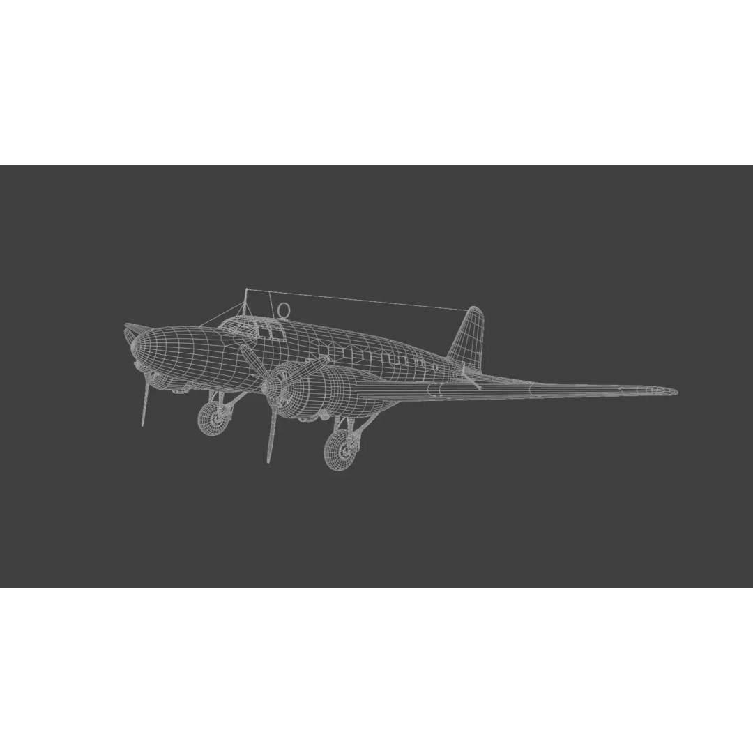 Mitsubishi Ki-57 Transport Aircraft 3D Model – Low Poly PBR Game Asset, FBX - View 11