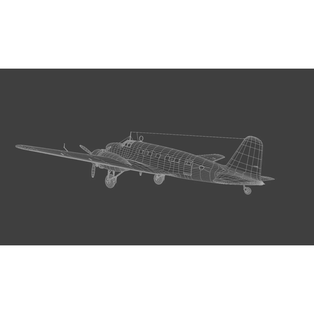 Mitsubishi Ki-57 Transport Aircraft 3D Model – Low Poly PBR Game Asset, FBX - View 12