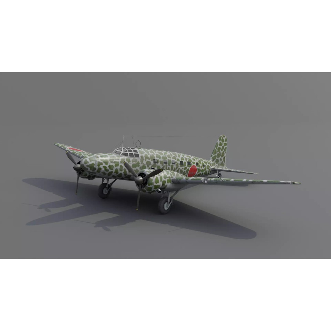 Mitsubishi Ki-57 Transport Aircraft 3D Model – Low Poly PBR Game Asset, FBX - View 15