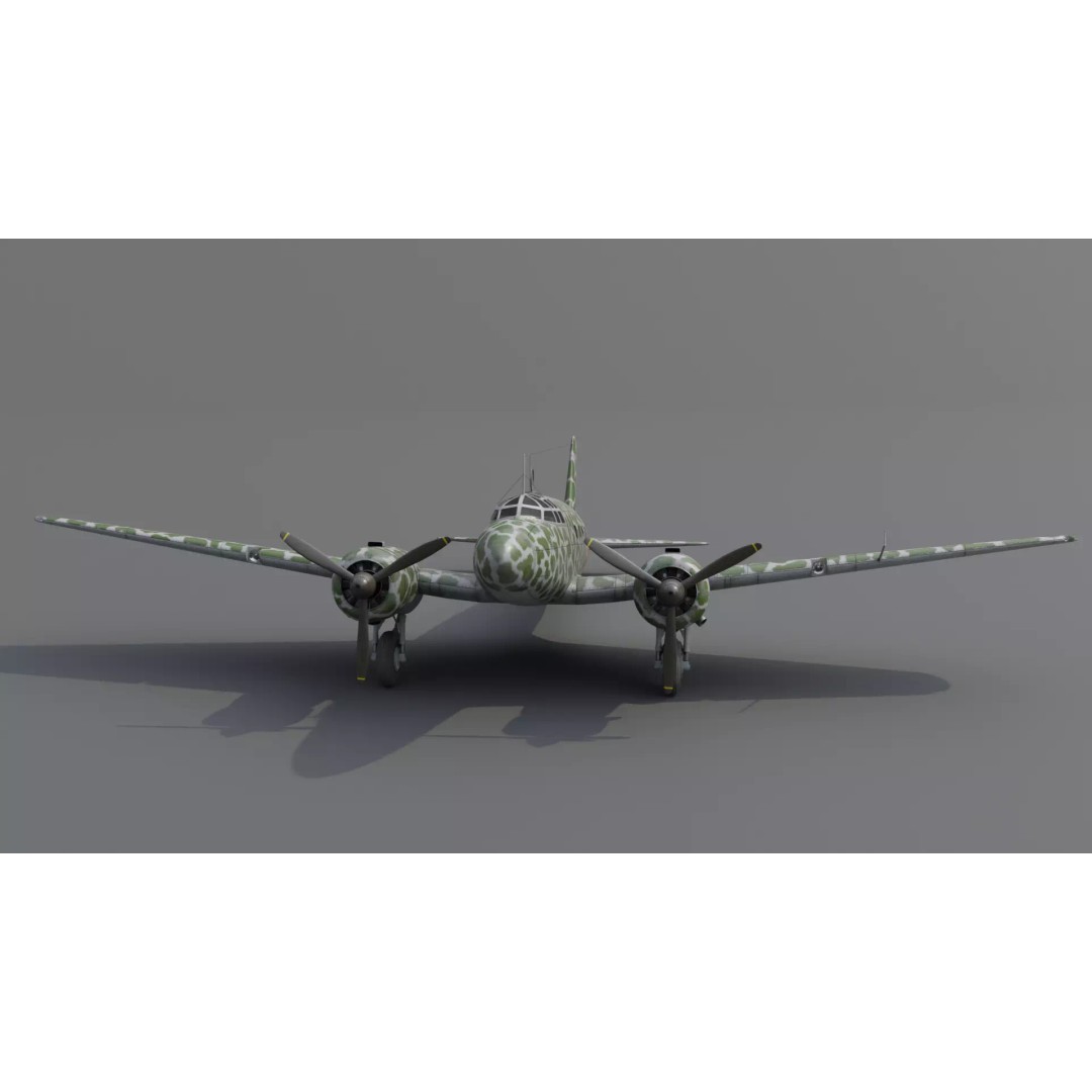 Mitsubishi Ki-57 Transport Aircraft 3D Model – Low Poly PBR Game Asset, FBX - View 16