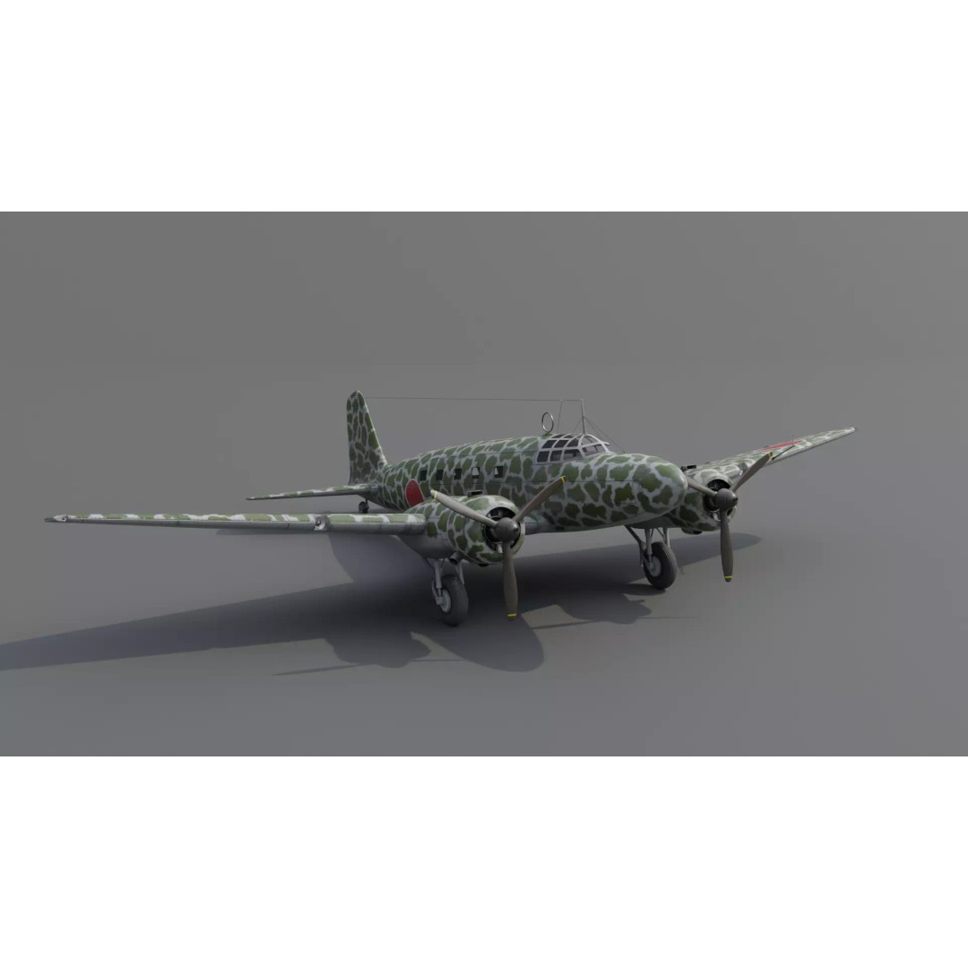 Mitsubishi Ki-57 Transport Aircraft 3D Model – Low Poly PBR Game Asset, FBX - View 17