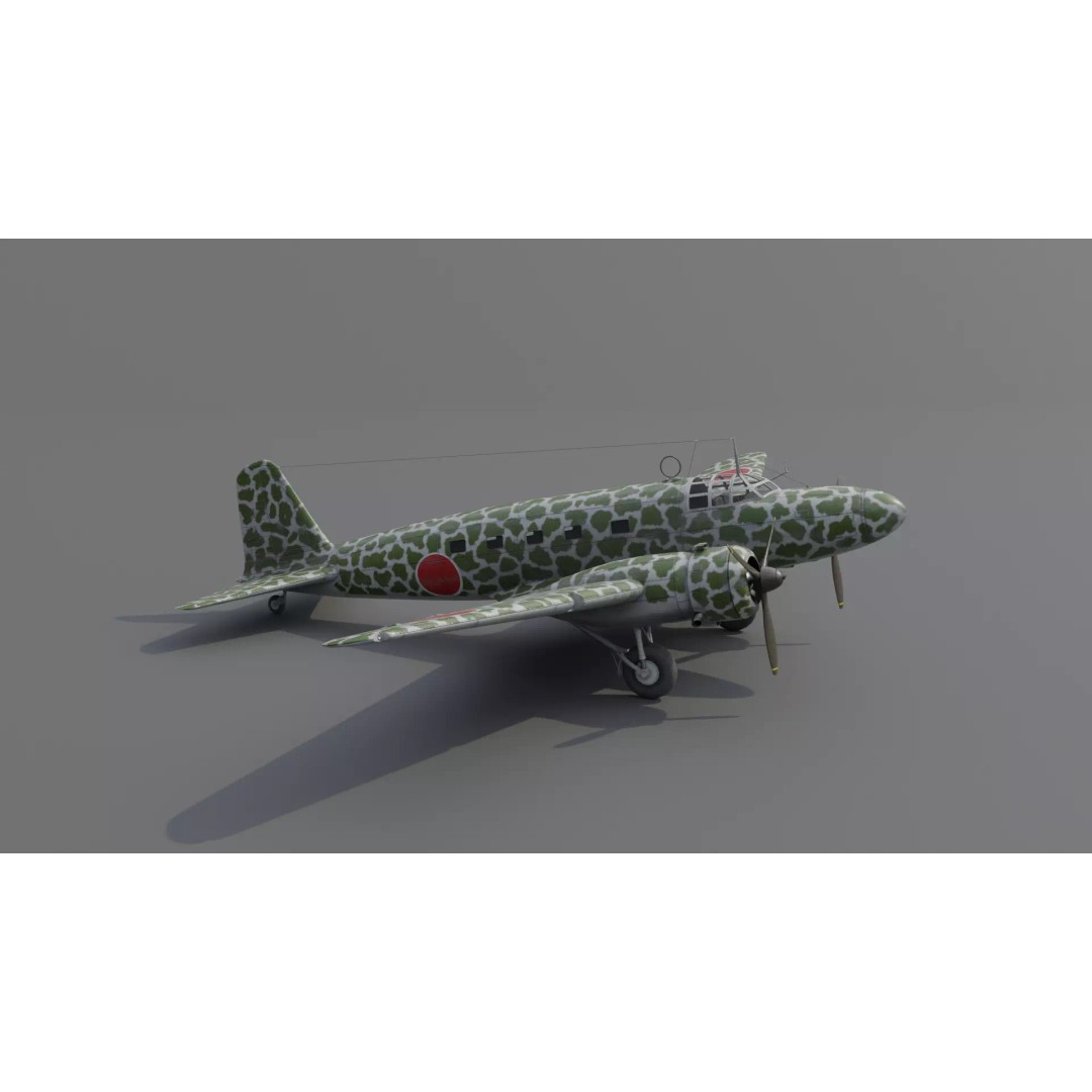 Mitsubishi Ki-57 Transport Aircraft 3D Model – Low Poly PBR Game Asset, FBX - View 18