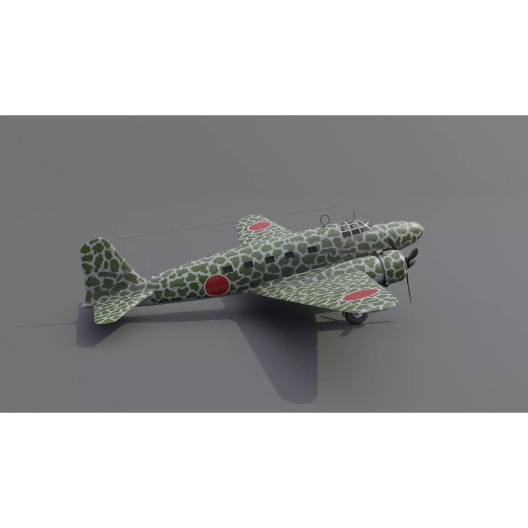 Mitsubishi Ki-57 Transport Aircraft 3D Model – Low Poly PBR Game Asset, FBX - View 19