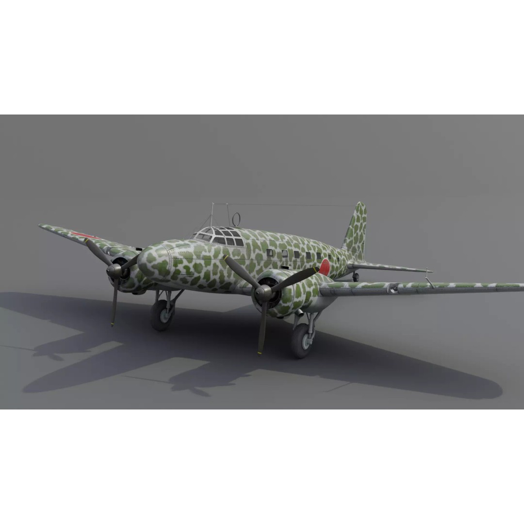 Mitsubishi Ki-57 Transport Aircraft 3D Model – Low Poly PBR Game Asset, FBX - View 2